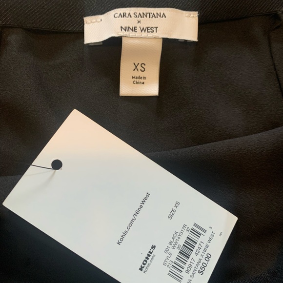 Black Satin Skirt with Slit - Picture 3 of 4